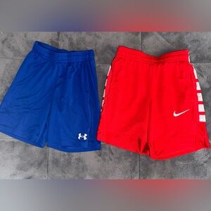 Under Armour Blue and Red Nike Shorts youth
